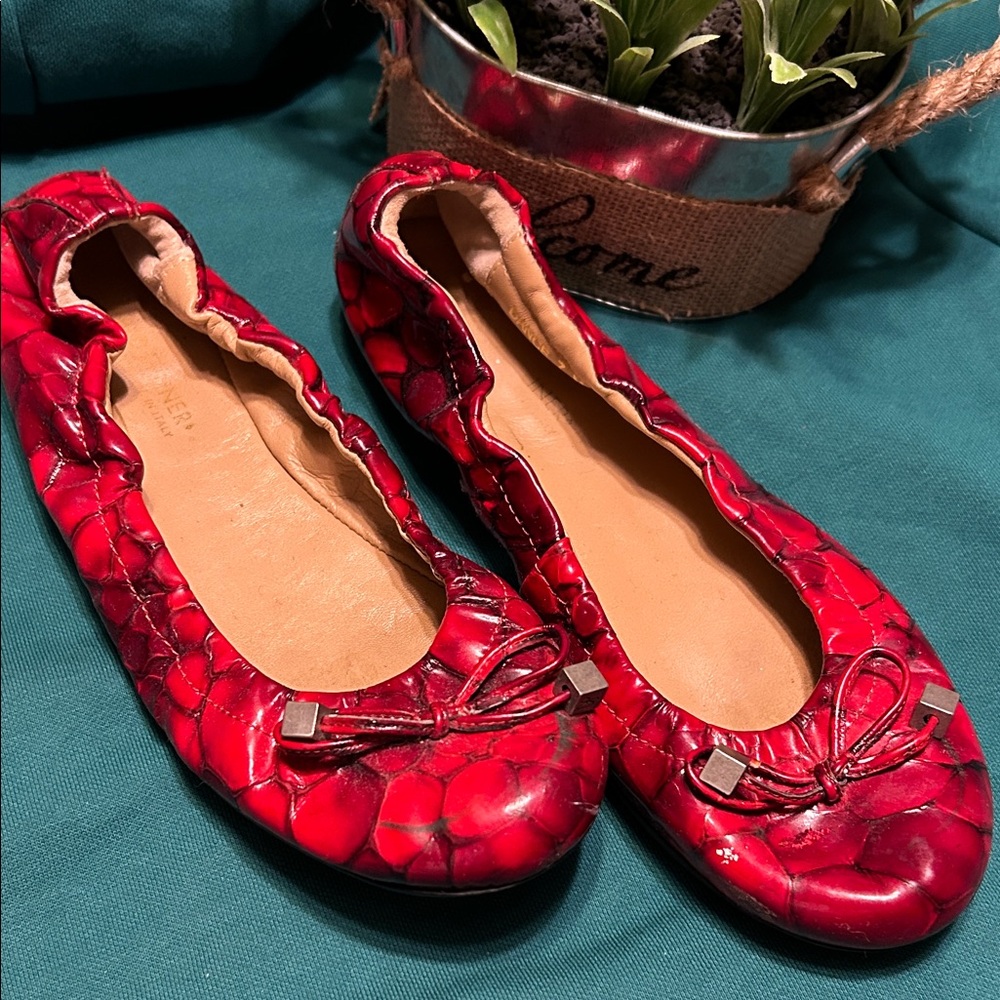 Donald J. Pliner Red Textured Flats